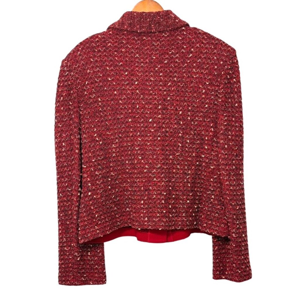 St. John Collection Claret Classic Knit Tweed Boucle Jacket Button Down Size XL - Picture 5 of 12